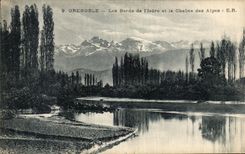 VINTAGE POSTCARD Grenoble Edges of I Isere and the Alpine range