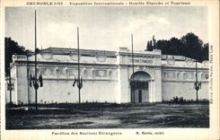 VINTAGE POSTCARD Grenoble International exhibition Hydro electric power and Tourism House of the Etrangeres Sections