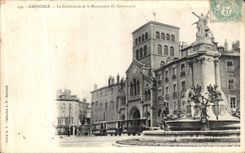 VINTAGE POSTCARD Grenoble the Cathedral and the Monument of the Centenary