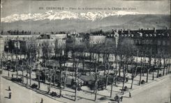 VINTAGE POSTCARD Grenoble Places Constitution and the Alpine range