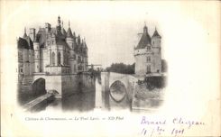 POSTAL de la VENDIMIA el castillo de Chenonceaux el puente de Levis