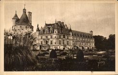 POSTAL Chenonceaux de la VENDIMIA la opinion del castillo