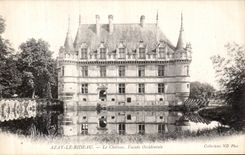 POSTAL Azay de la VENDIMIA la cortina el ataque frontal occidental del castillo