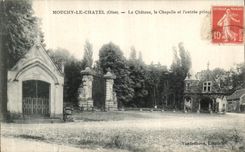 POSTAL Mouchy Chatel de la VENDIMIA el castillo La Chapelle y L entrada principal