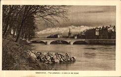 VINTAGE POSTCARD Grenoble View L Isere and the Alps