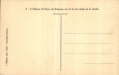 VINTAGE POSTCARD L Abbey St Pierre de Solesmes seen of Right Bank of the Sarthe