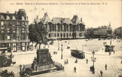 VINTAGE POSTCARD Lille Places of the Republic and Faidherbe Seen D together on the palate of Beautiful arts