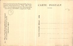 VINTAGE POSTCARD Lille Fiftieth anniversary of the international congers eucharistiquues Cardinal Liegart pontifical Mass