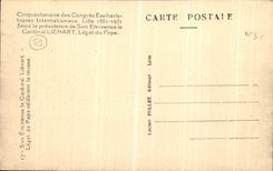 VINTAGE POSTCARD Lille Fiftieth anniversary of the international congers eucharistiquues Liegart Cardinal the mass
