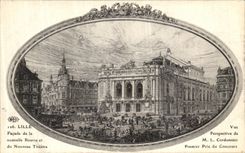 VINTAGE POSTCARD Lille Frontage of the New Stock Exchange and the New Theater