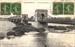VINTAGE POSTCARD Fourchambault the Suspended bridge