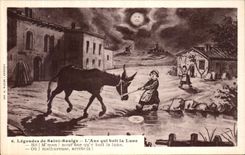 VINTAGE POSTCARD Legends Of Saint Saulge L Ass who drinks the Moon Folklore Costume