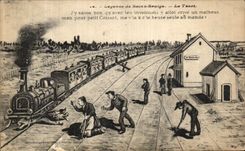 VINTAGE POSTCARD Legend of Saulge Saint the Jalopy Train