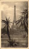 CPA Paris Tour Eiffel Vue du Jardin du Trocadero