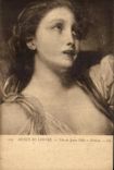 VINTAGE POSTCARD Museum Of Louvre Head of Greuze Young girl