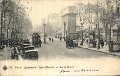 VINTAGE POSTCARD Paris Holy Boulevard Martin and Saint Denis