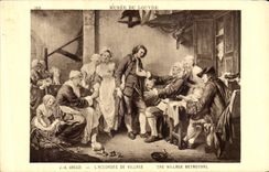 VINTAGE POSTCARD Greuze L Accordee De Village Museum of Louvre bets