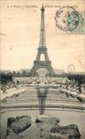 CPA Paris Tour Eiffel Prise du Bassin du Trocadero 