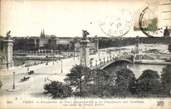 Opinion de Paris de la POSTAL de la VENDIMIA del puente Alejandro III y L explanada del Invalids vista del palacio grande
