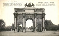 POSTAL Paris de la VENDIMIA Arc de Triomphe del carrusel de la lumbrera
