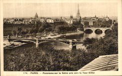 CPA Paris Panorama sur la Seine pris vers la Tour Eiffel