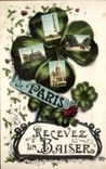 La POSTAL Paris Recevez de la VENDIMIA un trebol del beso corona el corazon