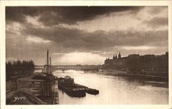 VINTAGE POSTCARD Paris Sunset on the Seine Quay of Passy