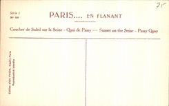 VINTAGE POSTCARD Paris Sunset on the Seine Quay of Passy