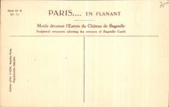 La POSTAL Paris de la VENDIMIA razona adornando L incorporado con el castillo de la bagatela