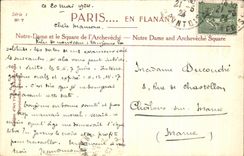 POSTAL Paris de la VENDIMIA mientras que da un paseo nuestra senora y el jardin público del palacio Notre Dame y ArchevecheSuare de L arzobispo