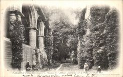 VINTAGE POSTCARD Valmont Ruins of L Abbey Together On the Park