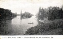 VINTAGE POSTCARD Collection Small Paris Newspaper the Bois de Boulogne Seen from between the two lakes