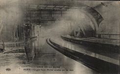 CPA Cure De La Seine Paris La Gare Saint Michel Envahie par les eaux Metro