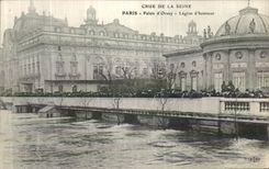 CPA Paris Crue De la Seine Palais d Orsay Legion d honneur