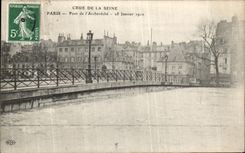 CPA Paris Crue De la Seine Pont de l Archeveche