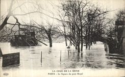 CPA Paris Crue De la Seine Le Square du pont Royal