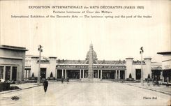 International de Expostion de la POSTAL de la VENDIMIA de la fuente luminosa de los artes 1925 decorativos y corte de los comercios