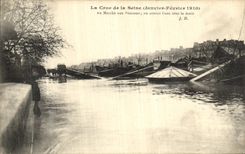 VINTAGE POSTCARD the Rising of the Seine At the market with fish one reaches L water with the hand