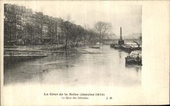 VINTAGE POSTCARD the Rising of the Seine the Quay of Celestins