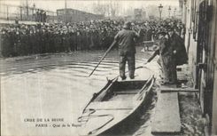VINTAGE POSTCARD the Rising Of the Seine Paris Quay of Rapee Subway
