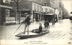 VINTAGE POSTCARD the Rising Of the Seine Paris Passage of the Inhabitants has Grenelle