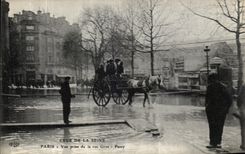 VINTAGE POSTCARD the Rising Of the Seine Paris Seen from of the Street Large Passy