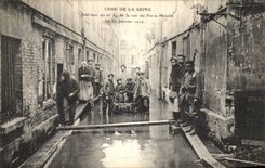 VINTAGE POSTCARD the Rising Of the Seine Interieur of the Iron Street has Moulin