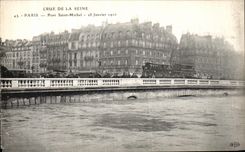 VINTAGE POSTCARD Believed Of the Seine Paris Bridge Saint Michel