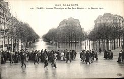 VINTAGE POSTCARD Believed Of the Seine Paris Montaigne Avenue and Rue Jean Pin