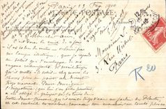 VINTAGE POSTCARD Believed Of the Seine Paris Street of Lyon Taken of the Tower and Clock