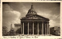 POSTAL Paris de la VENDIMIA el panteon y el L iglesia St  Etienne del montaje