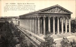 VINTAGE POSTCARD Paris Eglise of the Madeleine Copies of the Parthenon