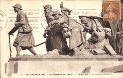 VINTAGE POSTCARD Trawl nets On the Marne the war memorial the Statement by Gaston Broquet Militaria