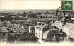 VINTAGE POSTCARD Trawl nets On the Marne Panorama Towards the College